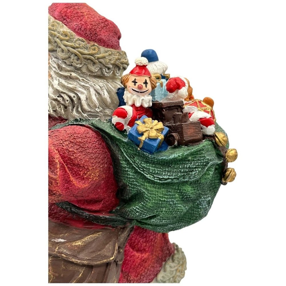 Christmas Santa Claus Resin Polystone Figure 10.5 Inches Tall with Bag of Toys & - Picture 3 of 9